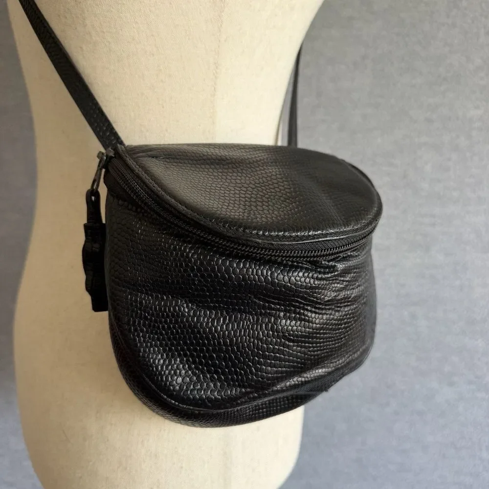 Ann Taylor Vtg Crossbody Mini Bag Lizard Reptile Embossed Leather Made in Italy